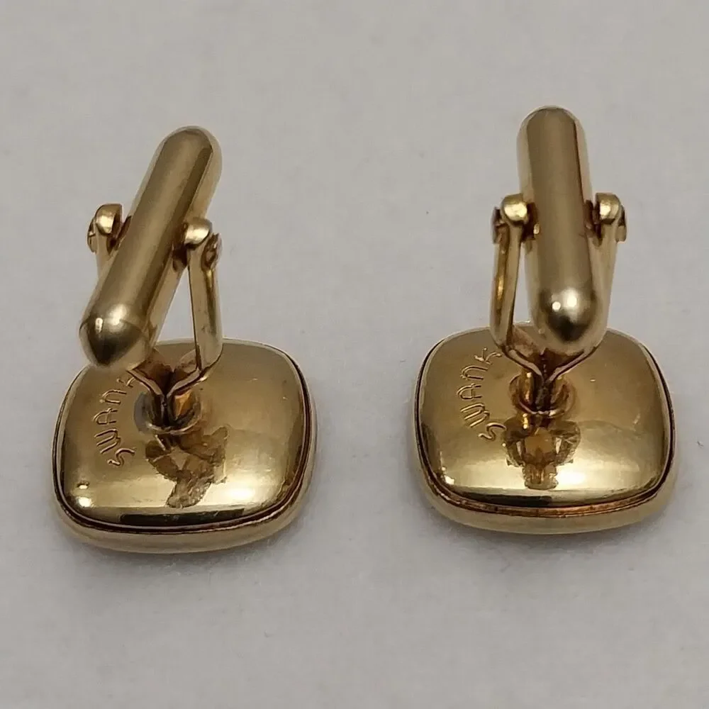 Vintage Swank Mother Of Pearl Cufflinks Gold Tone Jewelry #J220